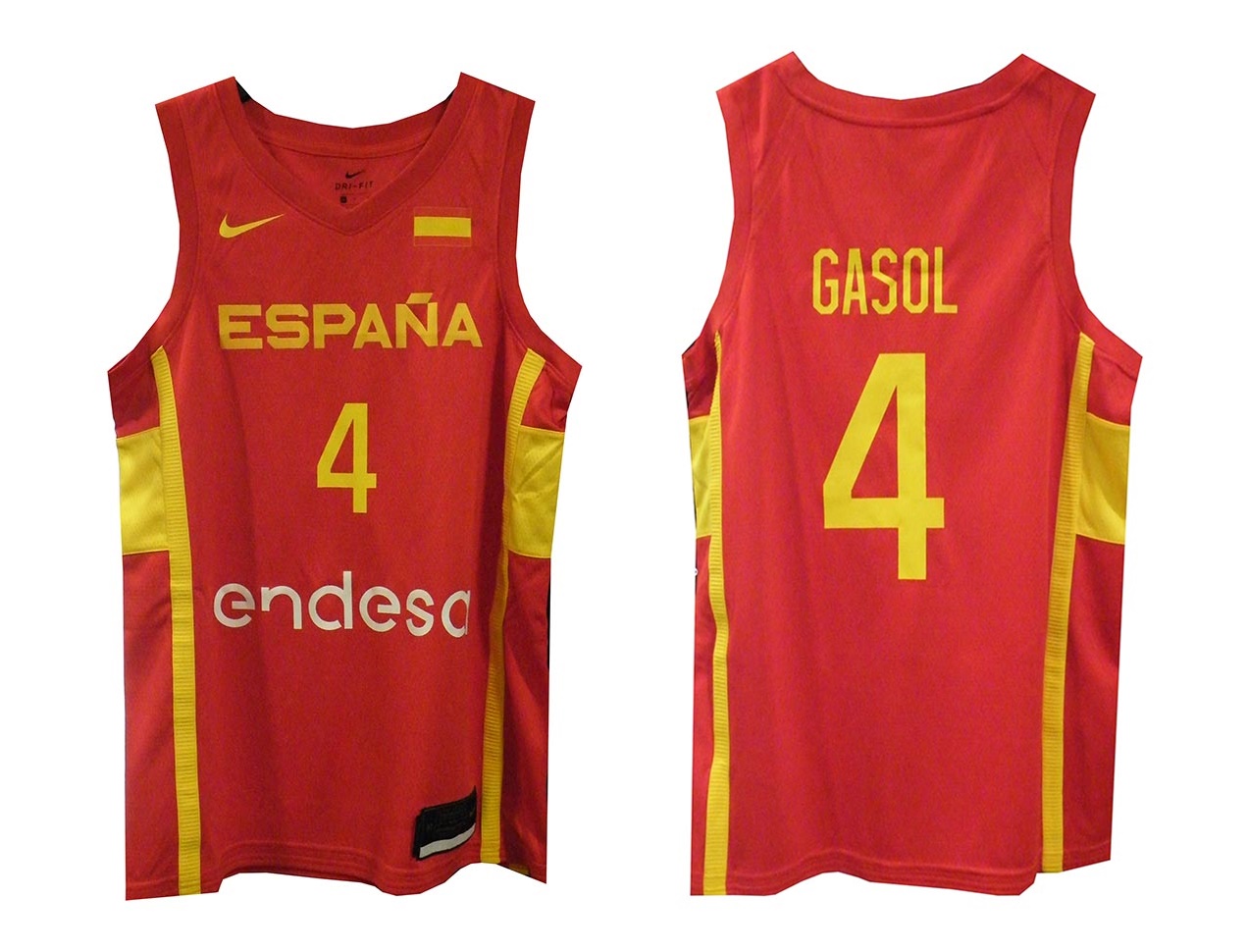 Ministro Necesito Shetland Nike Camiseta Replica Selección Española de Baloncesto #4 GASOL#